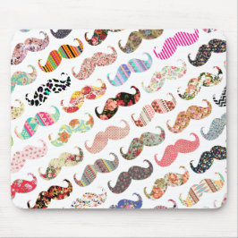 Lustige Girly bunte Muster-Schnurrbärte Mousepad