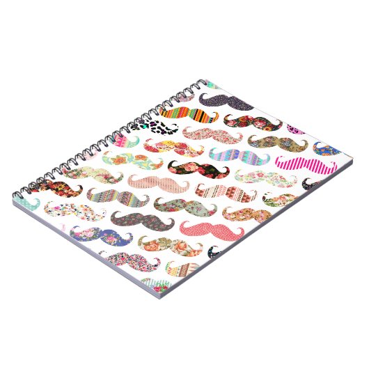 Lustige Girly bunte Muster-Schnurrbärte Notizblock (Linke Seite)