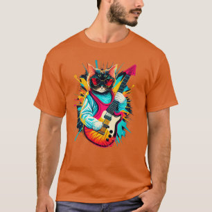 Lustige Gitarre spielende Rockkatze (5) T-Shirt
