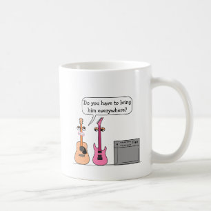 Lustige Gitarren-dritte Rad-Cartoon-Szene Kaffeetasse
