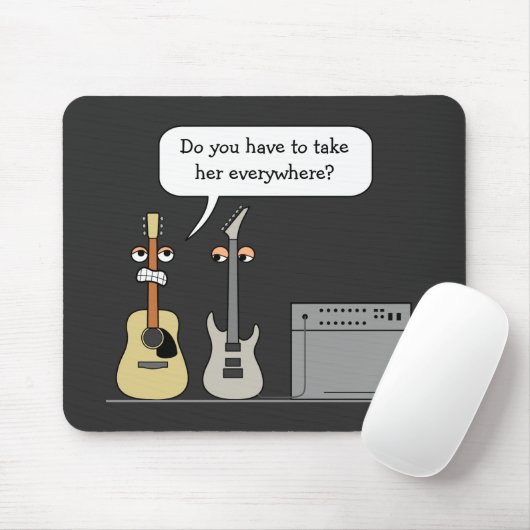 Lustige Gitarren-dritte Rad-Cartoon-Szene Mousepad (Mit Mouse)