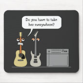 Lustige Gitarren-dritte Rad-Cartoon-Szene Mousepad (Vorne)