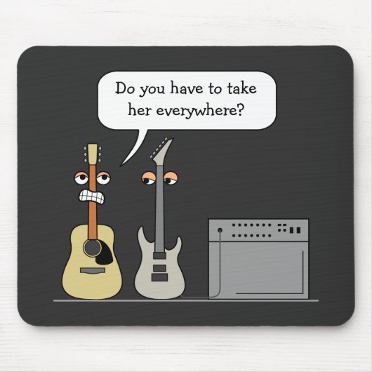 Lustige Gitarren-dritte Rad-Cartoon-Szene Mousepad (Vorne)