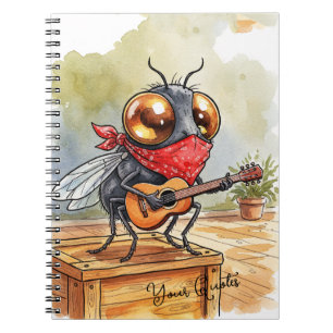 Lustige Gitarren-Fliegen-Kunst Notizblock
