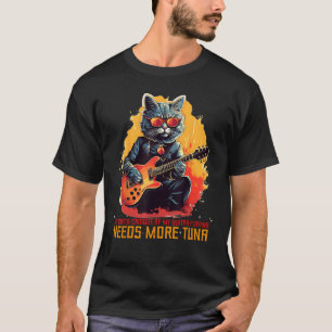 Lustige Gitarrenkatze liebt Fisch und elektrische  T-Shirt