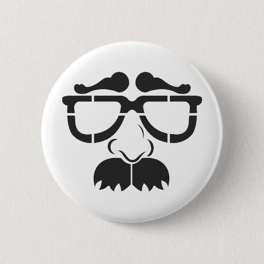 Lustige Gläser und Schnurrbart Button (Vorderseite)