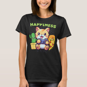 Lustige Glück Gamer Katze Pflanzen Pizza & T-Shirt