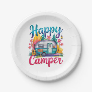 Lustige glückliche Camper Camping Bekleidung Anhän Pappteller