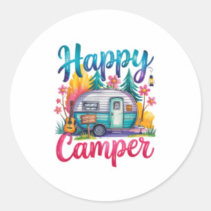 Lustige glückliche Camper Camping Bekleidung Anhän Runder Aufkleber