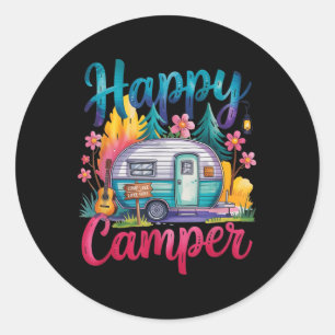 Lustige glückliche Camper Camping Bekleidung Anhän Runder Aufkleber