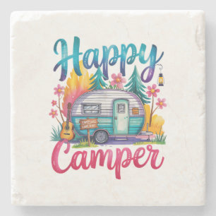 Lustige glückliche Camper Camping Bekleidung Anhän Steinuntersetzer