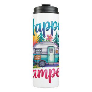 Lustige glückliche Camper Camping Bekleidung Anhän Thermosbecher