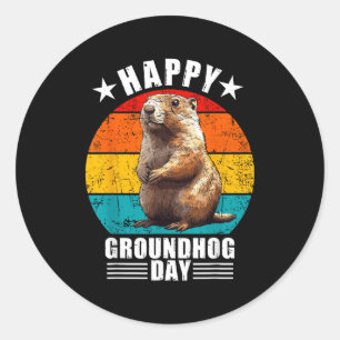 Lustige glückliche Groundhog Day Dekorationen 2025 Runder Aufkleber