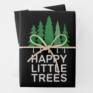Lustige glückliche kleine Bäume Geschenke Camping Geschenkpapier Set