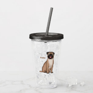 Lustige glückliche Mops-Hund-Comic-Illustration Acryltrinkbecher