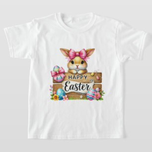 Lustige glückliche Osterhasen Mädchen T-Shirt