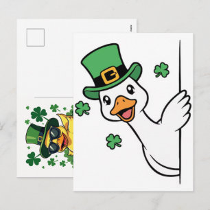 Lustige Glücksgans St. Patricks Day Design Feiertagspostkarte