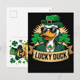 Lustige Glücksgans St. Patricks Day Design Feiertagspostkarte