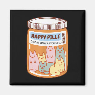 Lustige Glückspillen Katze Niedlich Psychische Ges Magnet