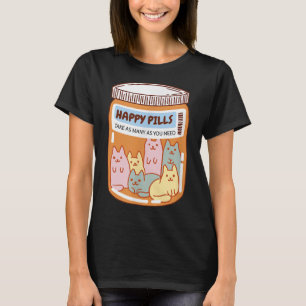 Lustige Glückspillen Katze Süße Geistige Gesundhei T-Shirt