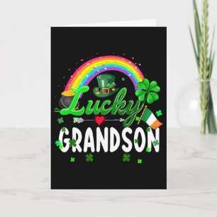 Lustige Glückspilz-Enkel-Familie St. Patrick's Day Karte