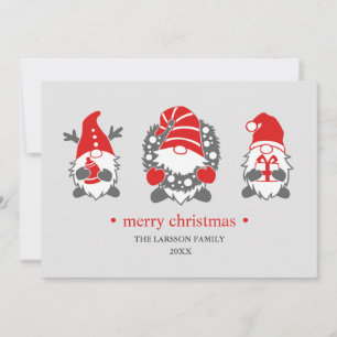 Lustige Gnome Graue Weihnachtsfeiertage Foto Feiertagskarte
