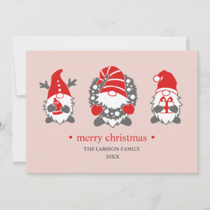 Lustige Gnome Pinke Weihnachtsferien Foto Feiertagskarte