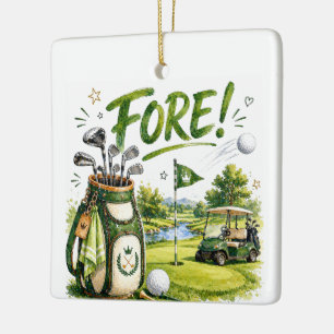 Lustige Golf- FORE -Deko für Golfer  Keramikornament