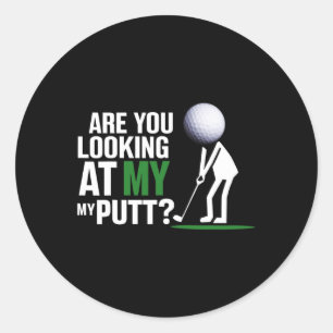 Lustige Golf-Stockfigur, die meinen Putt ansieht Runder Aufkleber