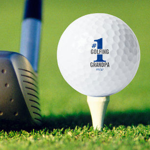 Lustige Golfbälle #1 Golf spielender Opa Blaues Mo