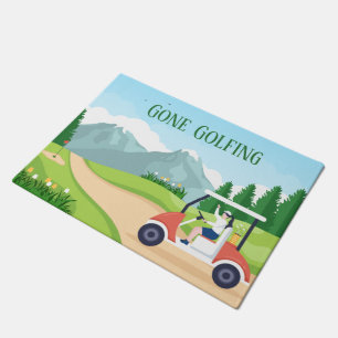 lustige Golffreunde fügen Text hinzu Fußmatte