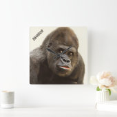 Lustige Gorilla-Name-Wanduhr Quadratische Wanduhr (Zuhause)