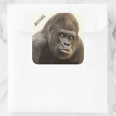 Lustige Gorilla-Nameaufkleber Quadratischer Aufkleber (Tasche)