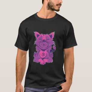 Lustige Grafik einer Katze beim Yoga im Lotussitz  T-Shirt