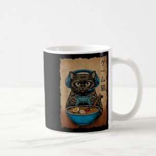 Lustige Grafik-Gamer-Katze japanische Ramen-Katze  Kaffeetasse