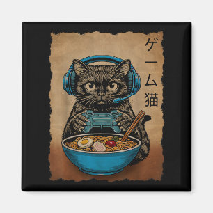 Lustige Grafik-Gamer-Katze japanische Ramen-Katze Magnet