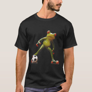 Lustige Grafik mit Frosch beim Fußballspiel T-Shirt