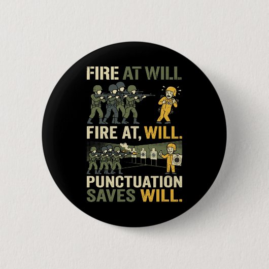 Lustige Grammatik Interpunktion Humor Englischlehr Button (Vorderseite)