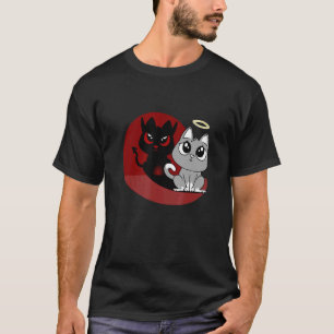 Lustige Graue Katze Teufel Engel Schlechte Katze B T-Shirt