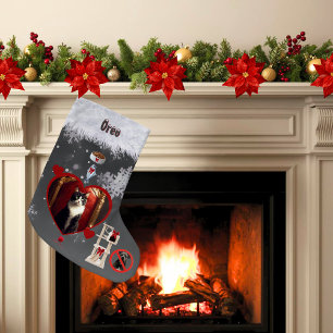 Lustige Graue Schwarze Katze Weihnachtswünsche Hau Kleiner Weihnachtsstrumpf