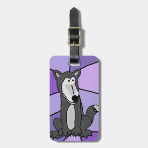 Lustige grauer Wolf-Kunst Gepäckanhänger