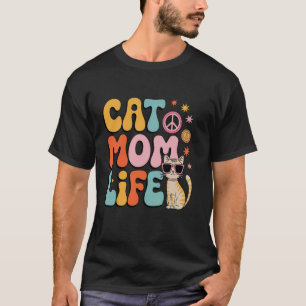 Lustige Groovy Katze Mutter Leben u2013 Retro Vint T-Shirt