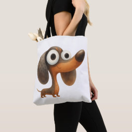 Lustige große Augen Dachshund Wursthund Illustrati Tasche