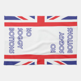 Lustige große Briten backen weg von den feuchten Geschirrtuch