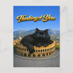 Lustige große schwarze Katze Römisches Kolosseum I Postkarte