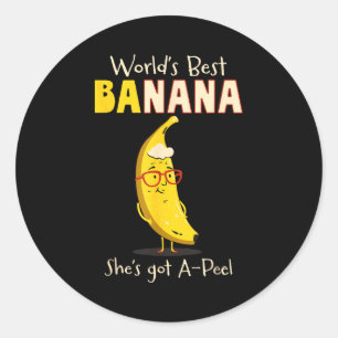Lustige Großmutter Welt Oma Banane Wortspiel Runder Aufkleber