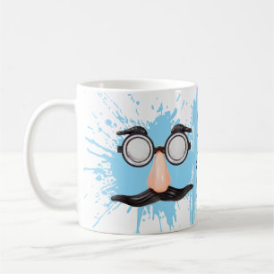 Lustige Groucho-Brille Verkleidung Gesicht Blaues Kaffeetasse