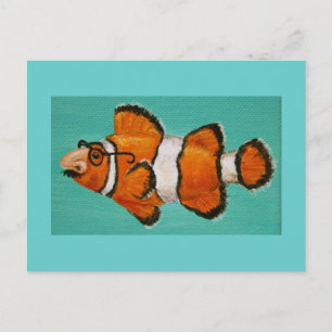 lustige Groucho maskierter Clownfisch Postkarte
