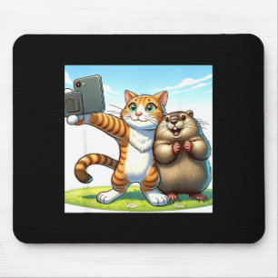 Lustige Groundhog Day Katze macht Selfie mit Murme Mousepad