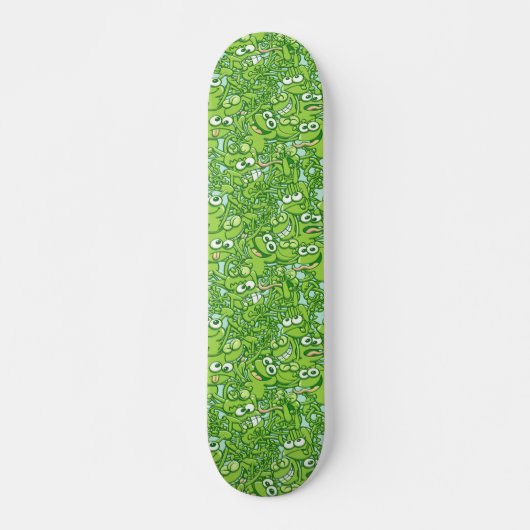 Lustige grüne Frösche verwickelt in einem Skateboard (Vorne)